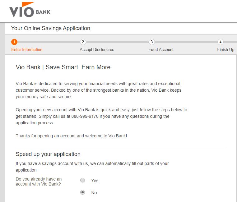 Vio Bank account application